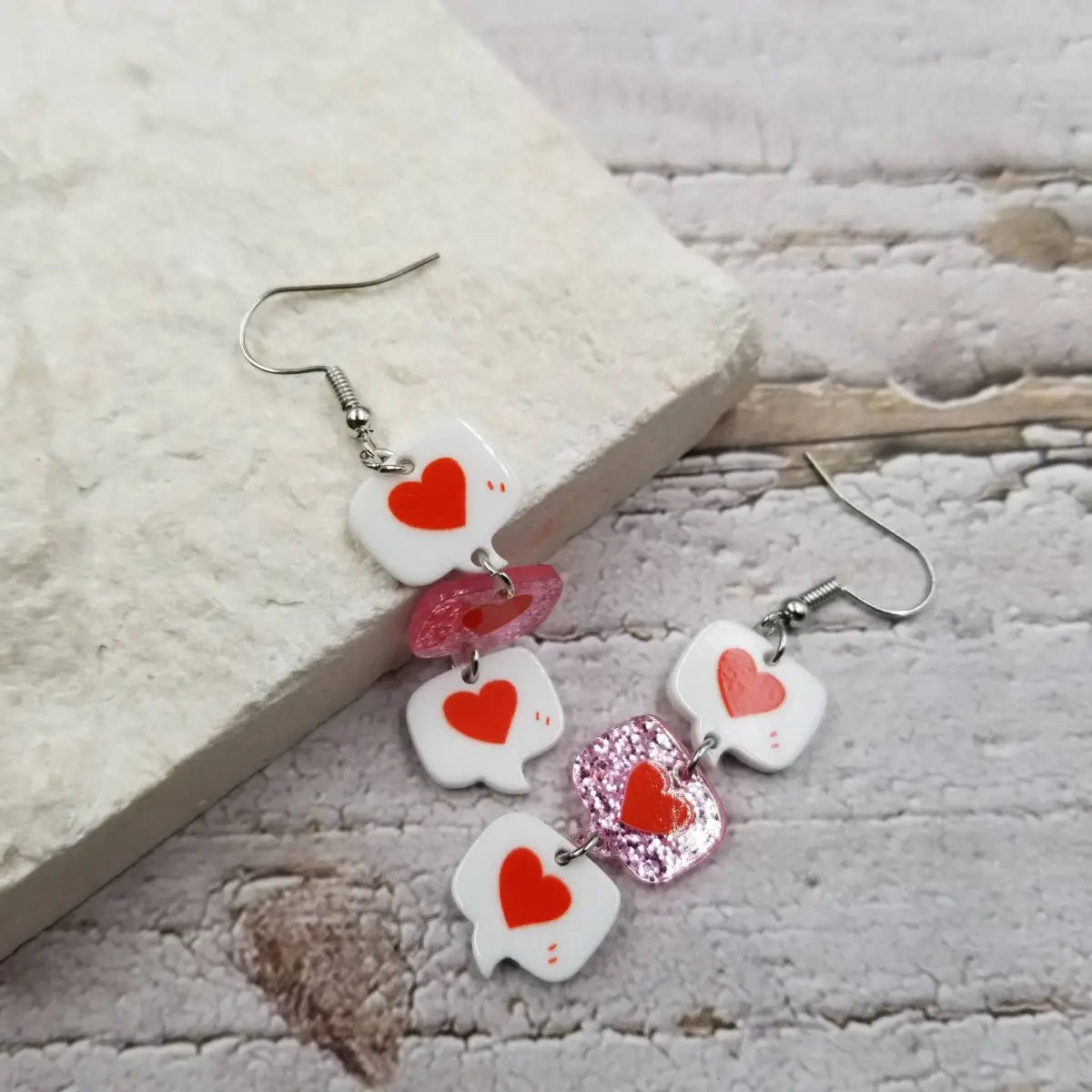 SMS Conveying Love Earrings - Valentine’s Day - Honeybee Vintage