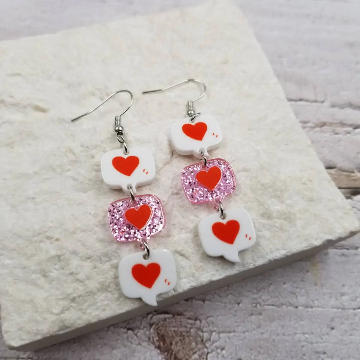 SMS Conveying Love Earrings - Valentine’s Day - Honeybee Vintage