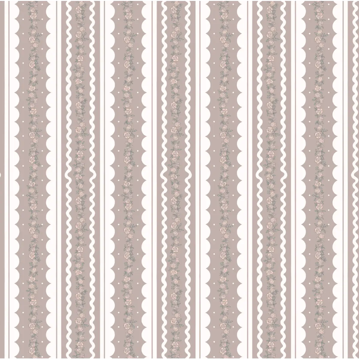 Solana Wallpaper - Floral Cottage Stripe - by Painted Hawk Design - Sample 1 foot by 1 foot / Rose - Loomwell Home Goods