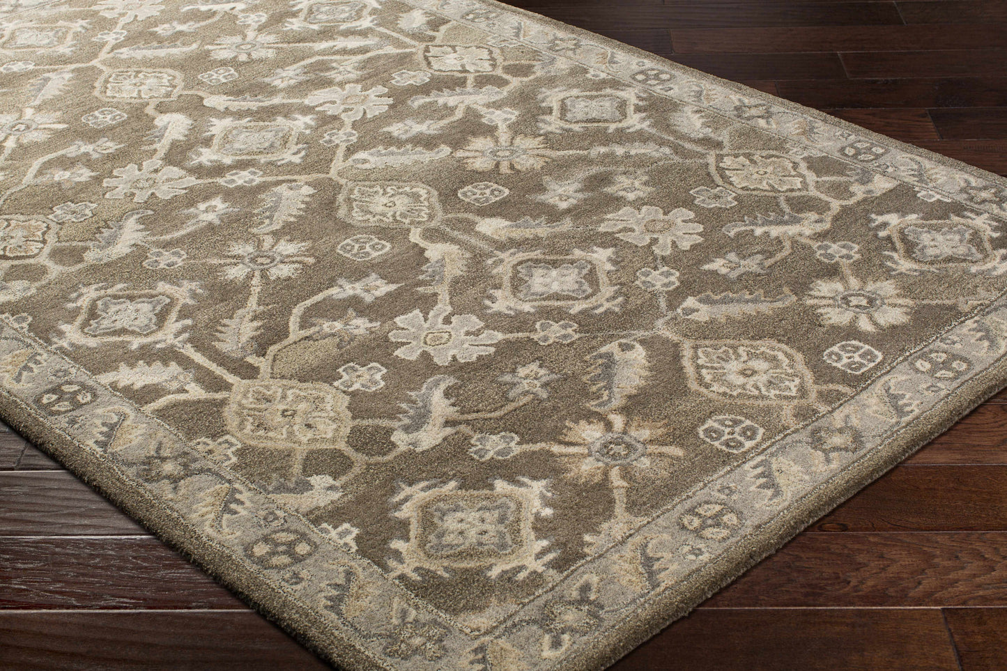 Dark Brown Traditional Wool Rug - Boutique Rugs