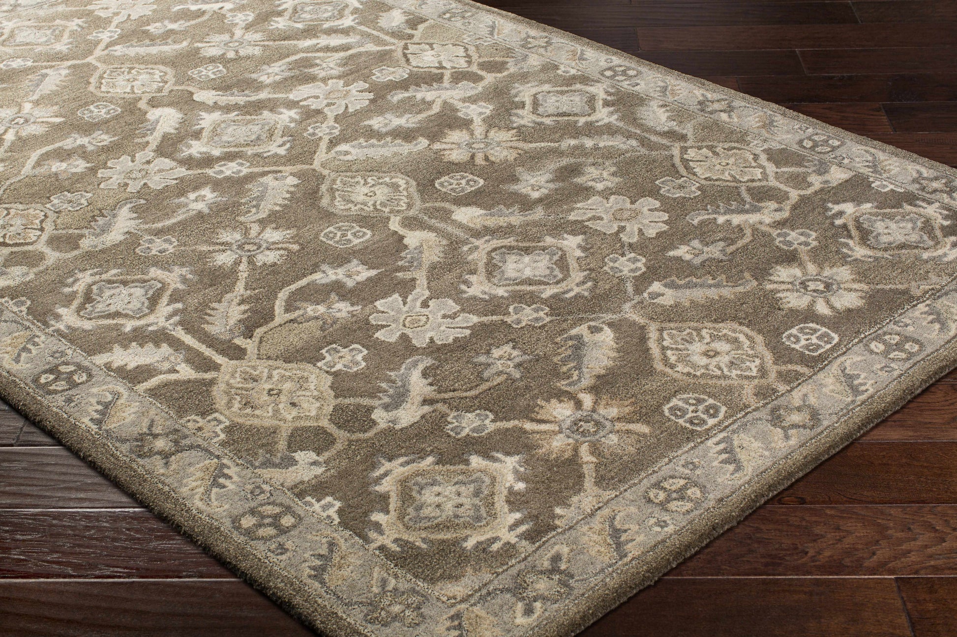 Dark Brown Traditional Wool Rug - Boutique Rugs
