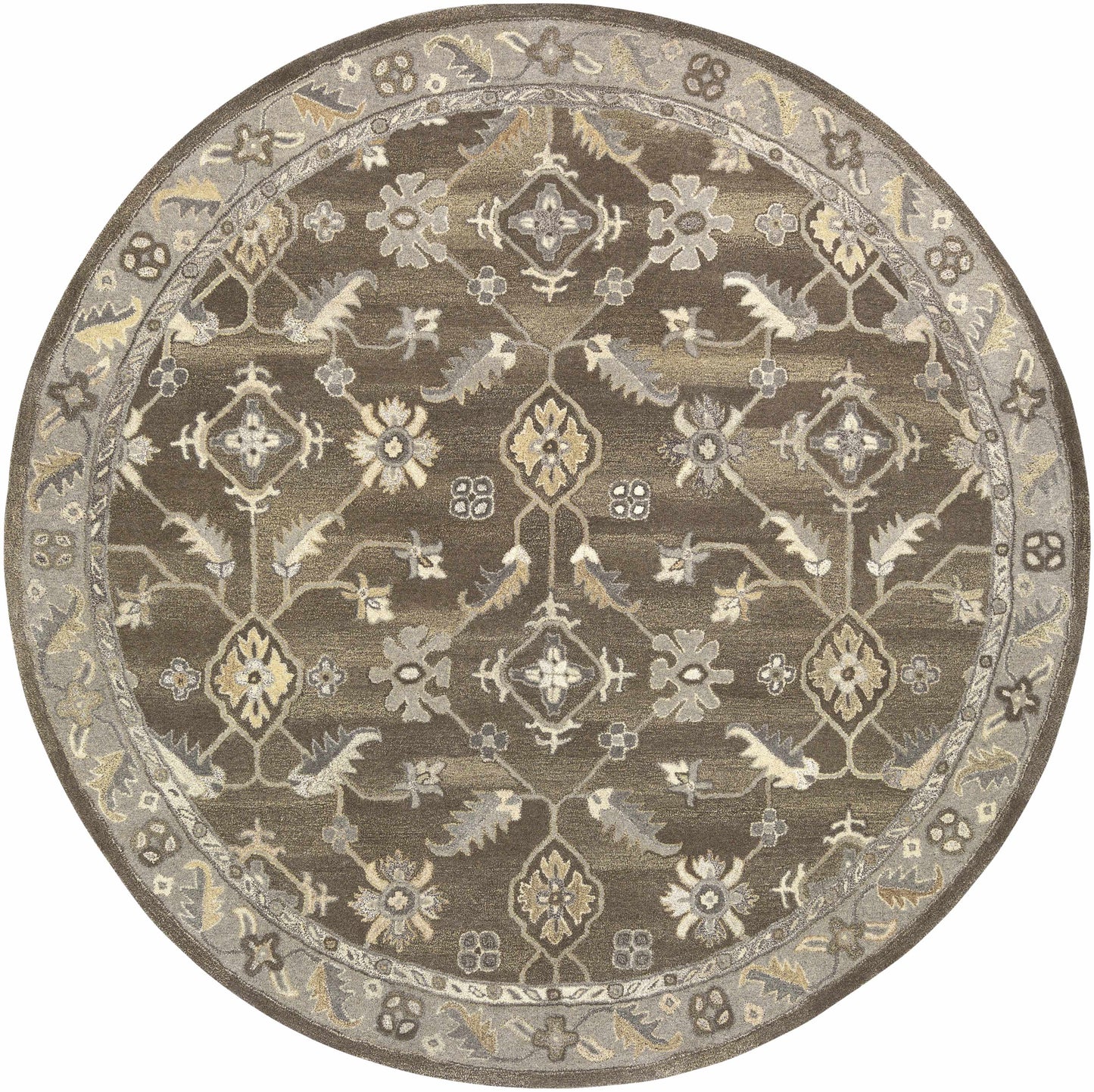 Dark Brown Traditional Wool Rug - 8’ Round - Boutique Rugs