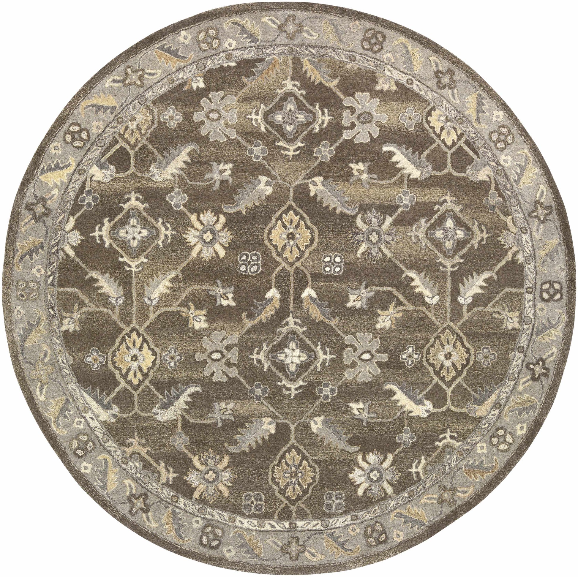 Dark Brown Traditional Wool Rug - 8’ Round - Boutique Rugs