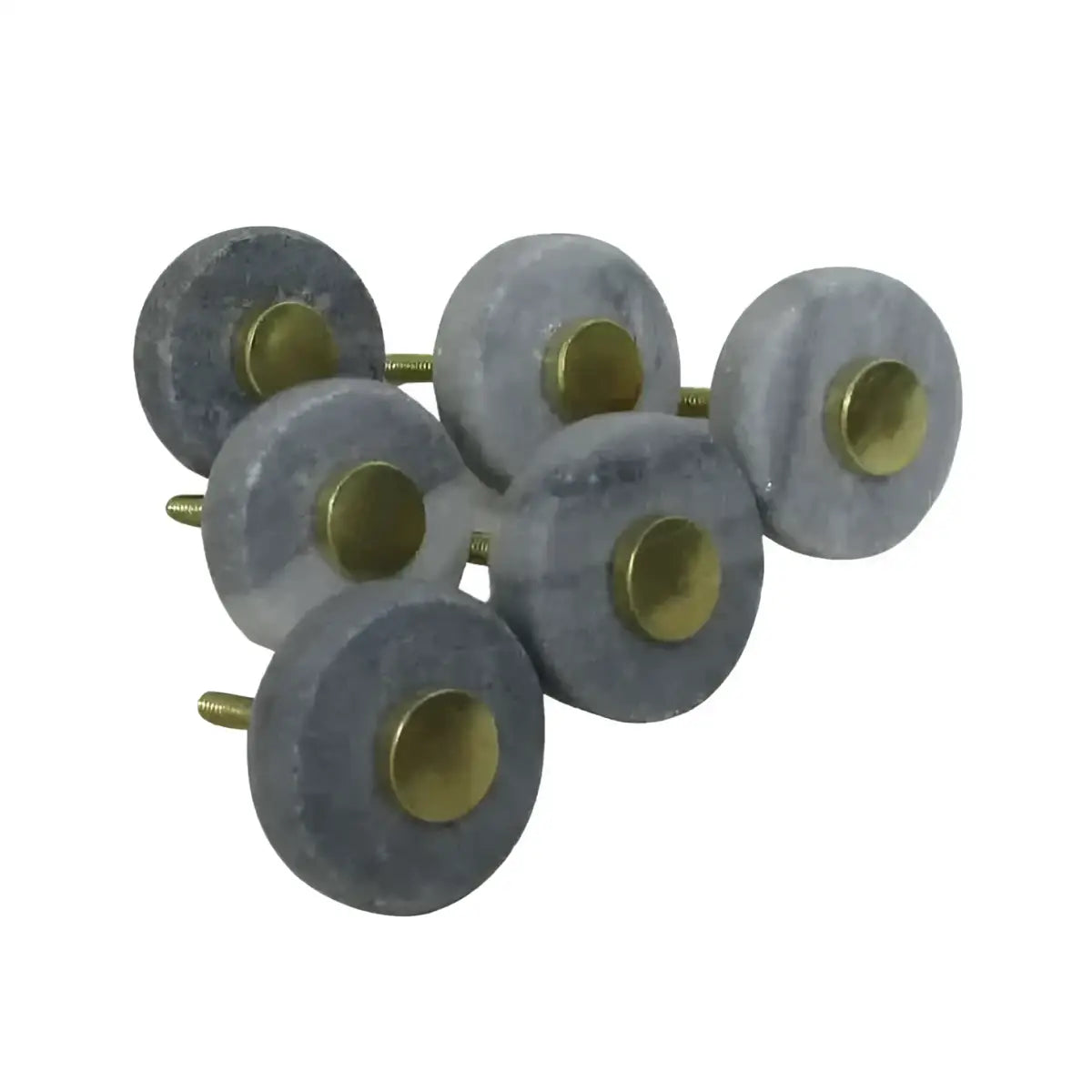 Solid Marble and Brass Knob Door Drawer Pulls - Blue/Gray or Pink (each) - Plutus imports