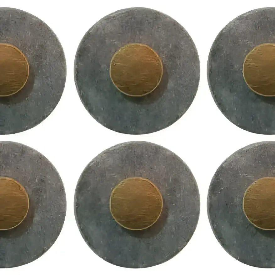 Solid Marble and Brass Knob Door Drawer Pulls - Blue/Gray or Pink (each) - Blue Gray - Plutus imports