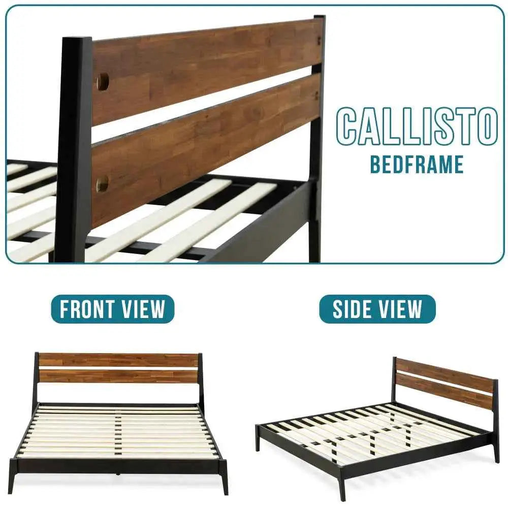 Solid Wood Bed Frame - Acacia Callisto Deluxe - Superior Comfort and Style - Megsu