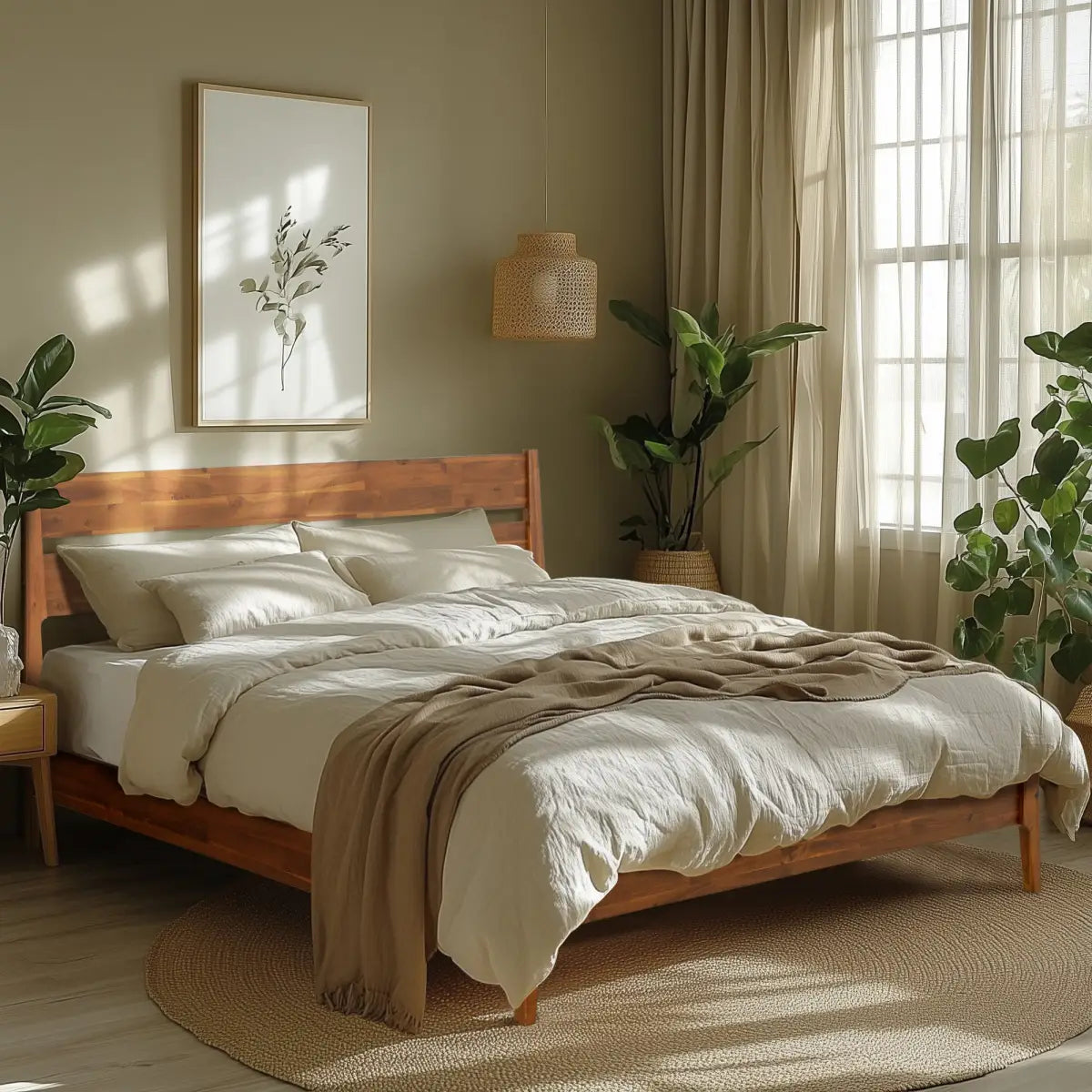 Solid Wood Bed Frame - Acacia Callisto Deluxe - Superior Comfort and Style - Megsu
