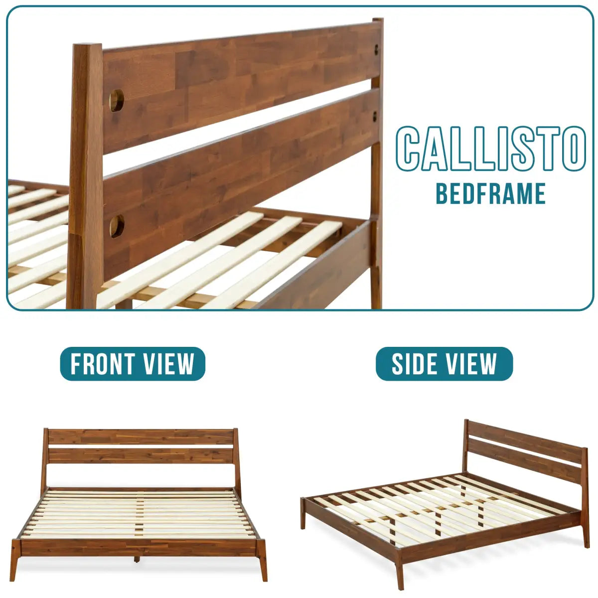 Solid Wood Bed Frame - Acacia Callisto Deluxe - Superior Comfort and Style - Megsu