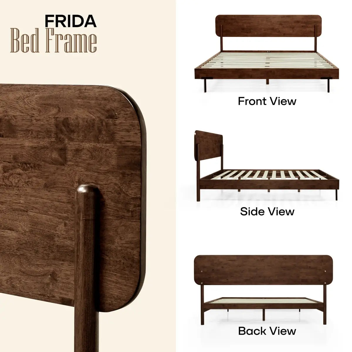 Solid Wood Bed Frame - Frida Deluxe - Quality Craftsmanship and Timeless Elegance - Megsu