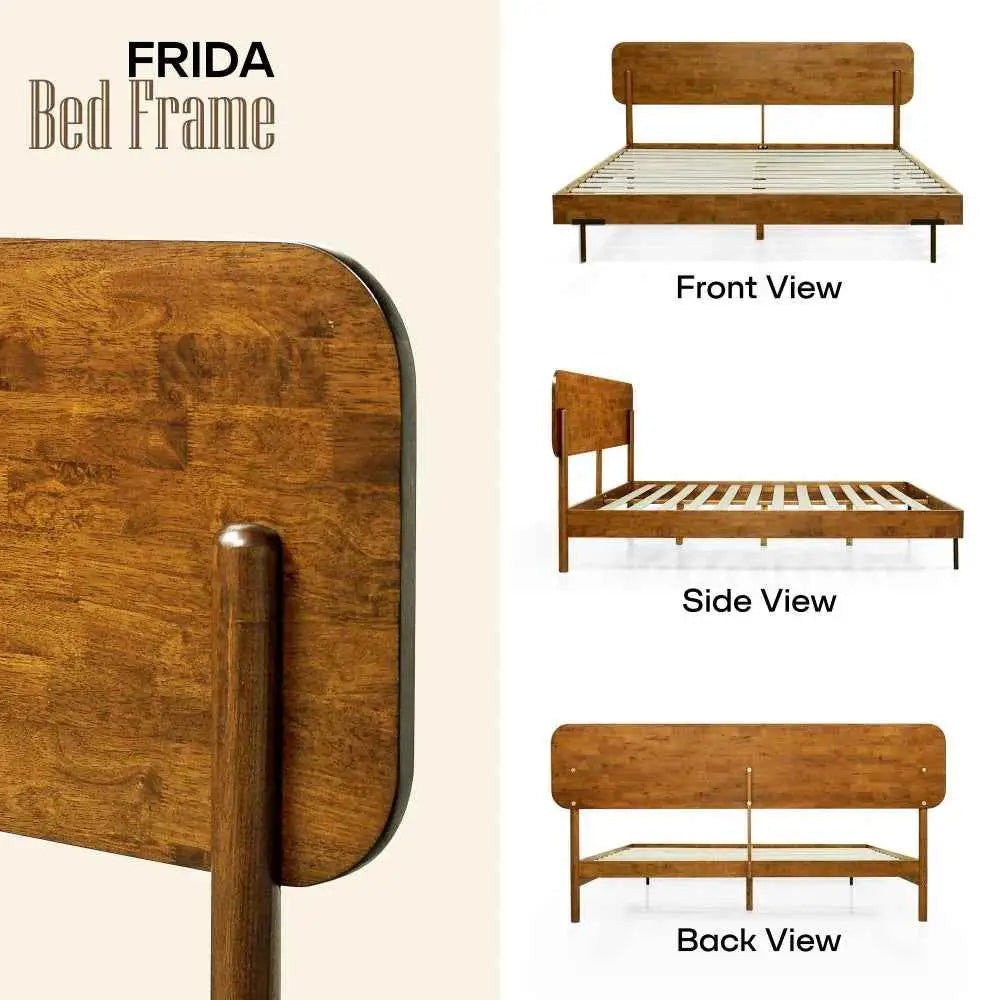 Solid Wood Bed Frame - Frida Deluxe - Quality Craftsmanship and Timeless Elegance - Megsu