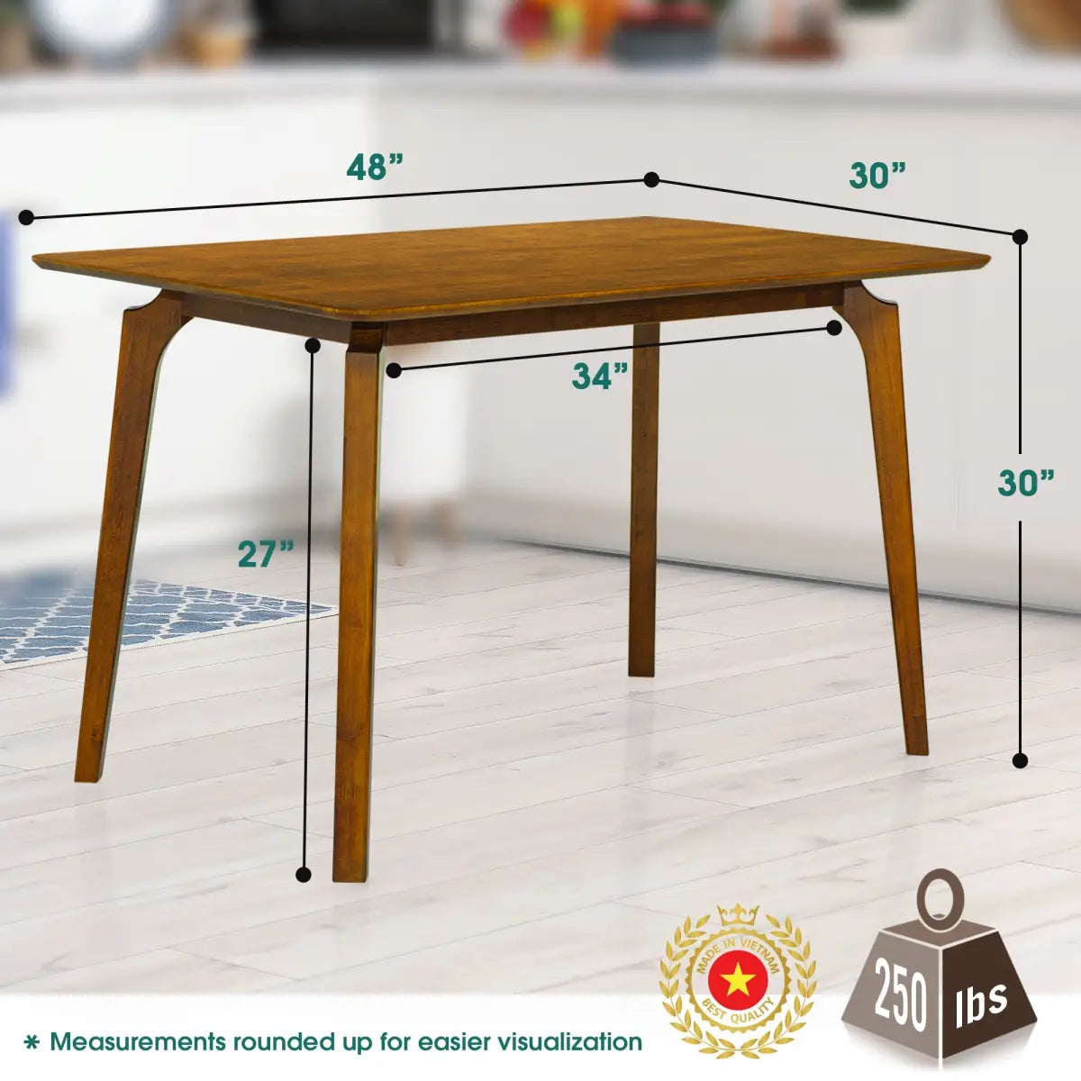 Solid Wood Dining Table - Acacia Verve 48’’ - Kitchen Table - Megsu