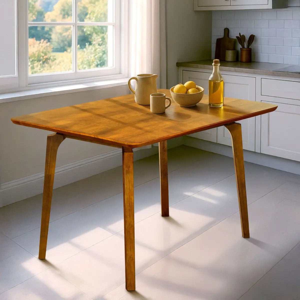 Solid Wood Dining Table - Acacia Verve 48’’ - Kitchen Table - Caramel - Megsu
