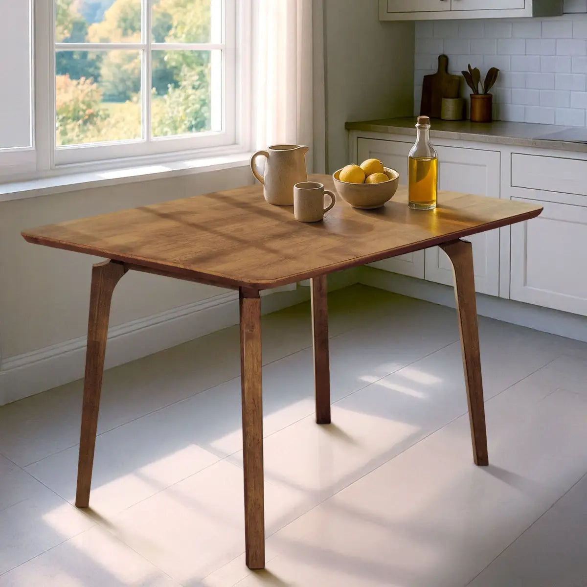 Solid Wood Dining Table - Acacia Verve 48’’ - Kitchen Table - Walnut - Megsu