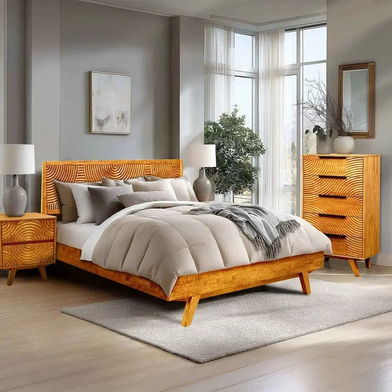 Solid Wood Dresser with 5 Drawers - Acacia Harmony - Bedroom Storage - Megsu