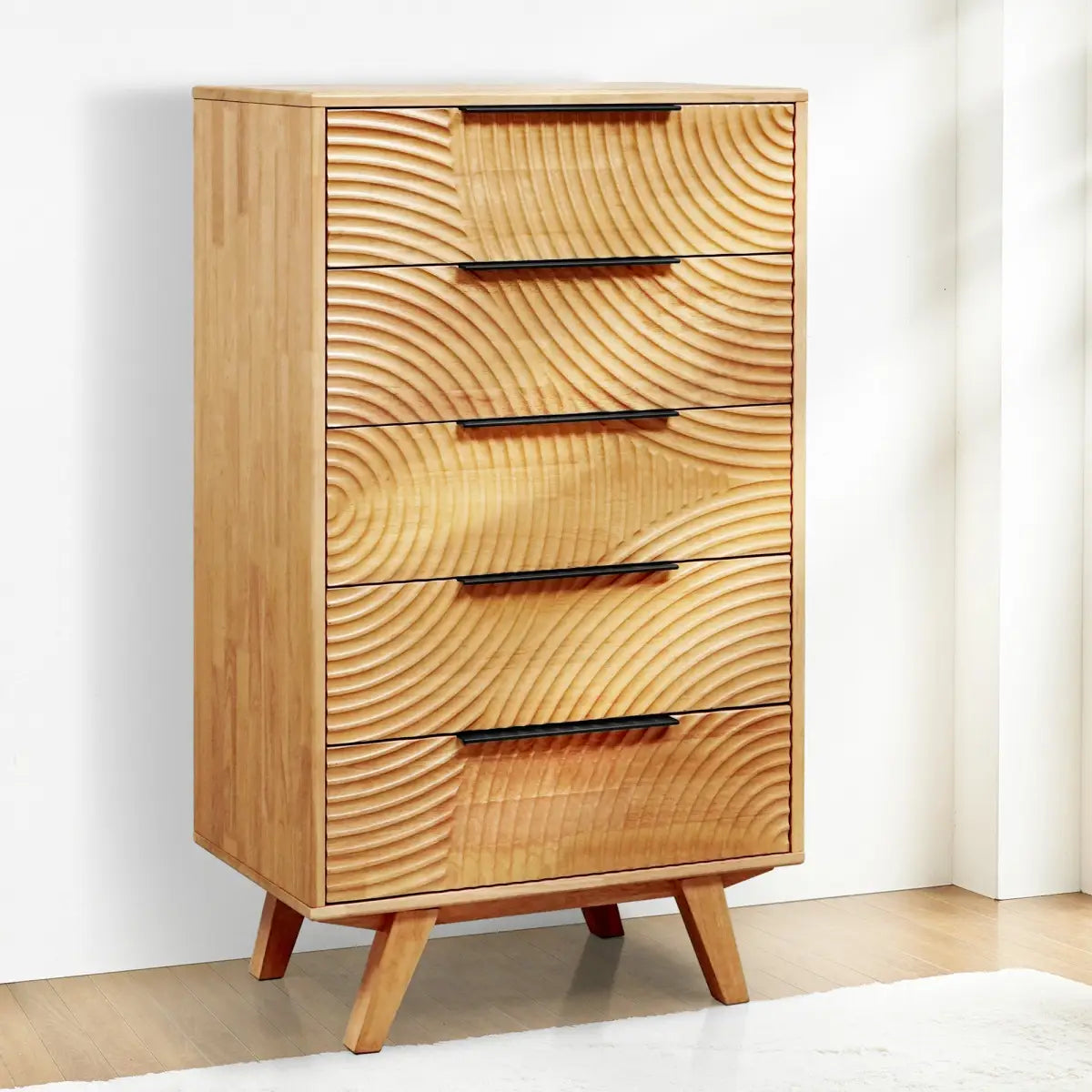 Solid Wood Dresser with 5 Drawers - Acacia Harmony - Bedroom Storage - Megsu