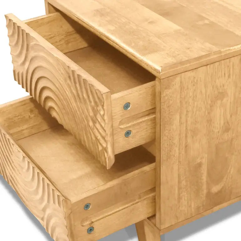 Solid Wood Nightstand - Acacia Harmony with 2 Drawers - Elegant Bedroom Storage - Megsu
