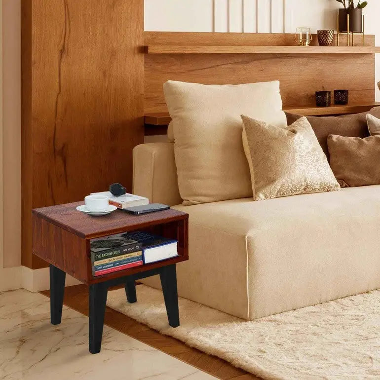 Solid Wood Nightstand - Acacia Serena - Modern Bedside Storage - Megsu