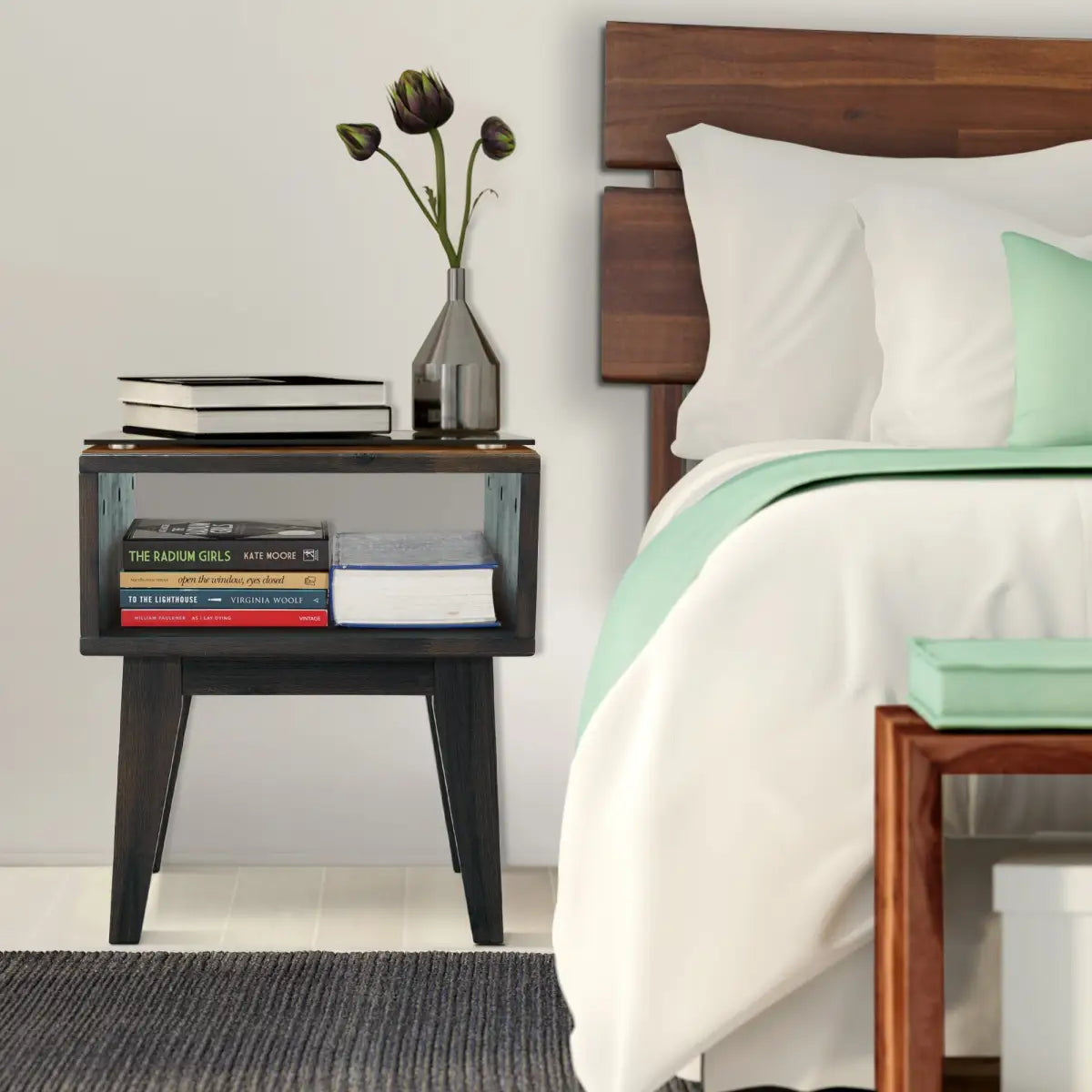 Solid Wood Nightstand - Acacia Serena - Modern Bedside Storage - Megsu