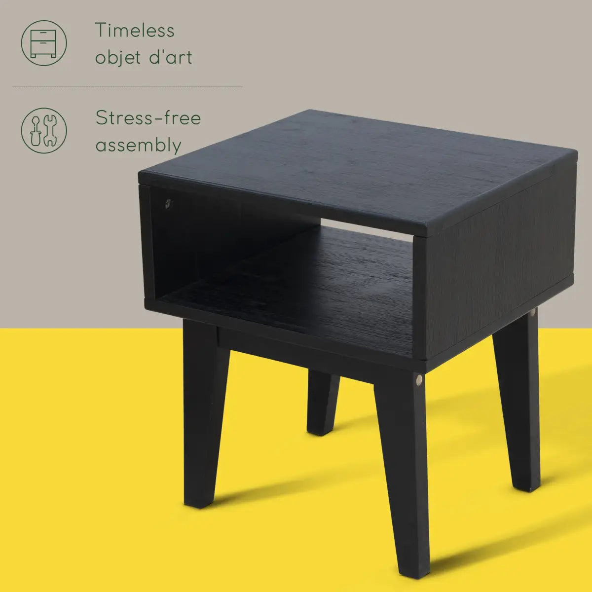 Solid Wood Nightstand - Acacia Serena - Modern Bedside Storage - Megsu