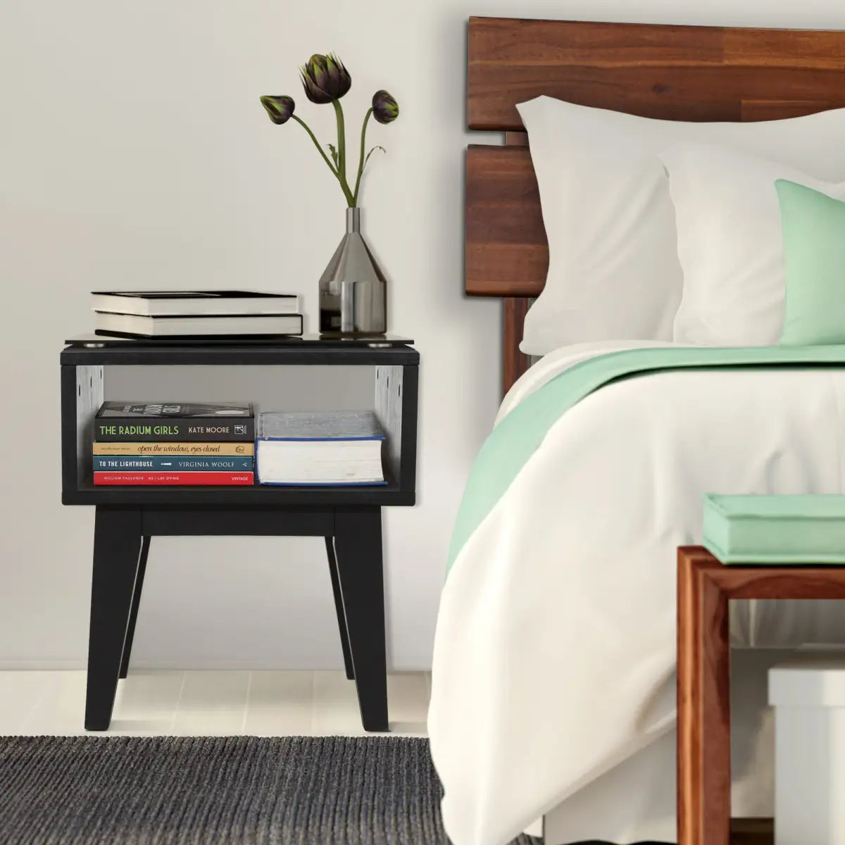 Solid Wood Nightstand - Acacia Serena - Modern Bedside Storage - Megsu
