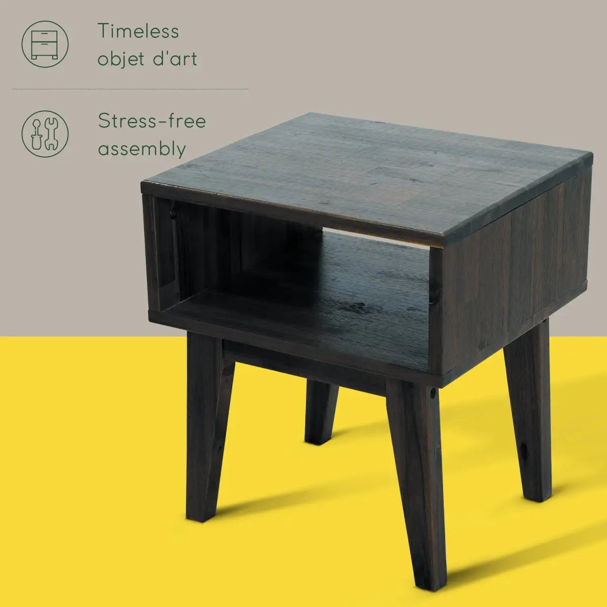 Solid Wood Nightstand - Acacia Serena - Modern Bedside Storage - Megsu