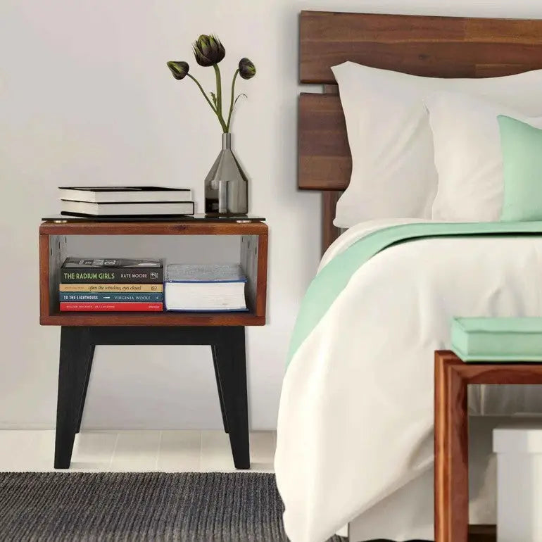 Solid Wood Nightstand - Acacia Serena - Modern Bedside Storage - Megsu