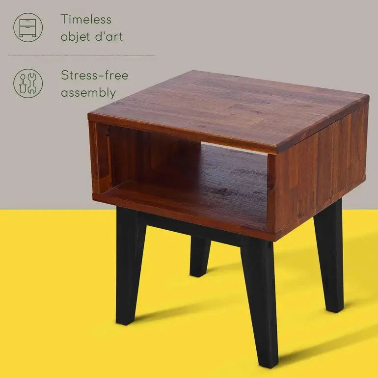 Solid Wood Nightstand - Acacia Serena - Modern Bedside Storage - Megsu