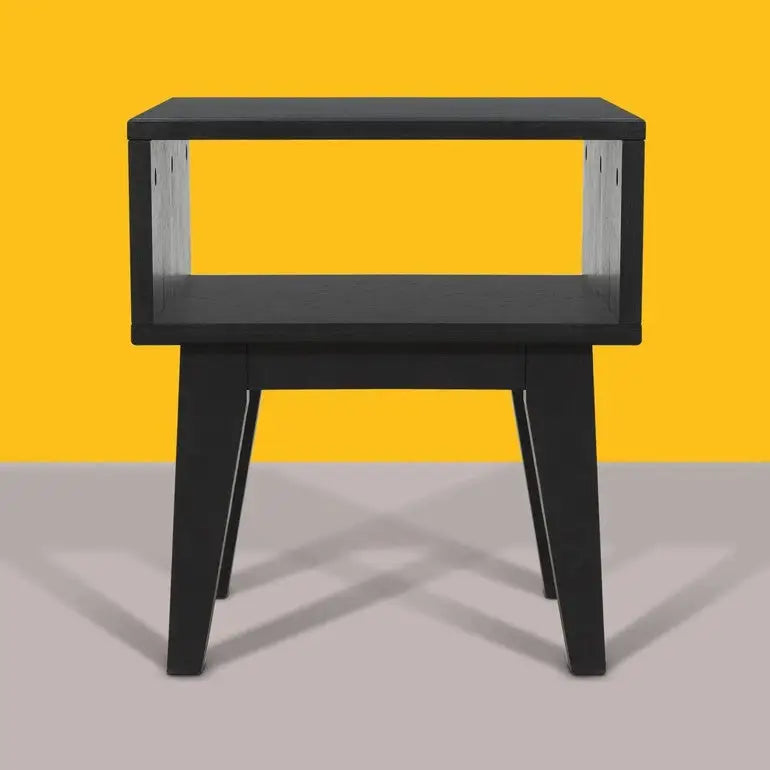 Solid Wood Nightstand - Acacia Serena - Modern Bedside Storage - Black Ristretto - Megsu