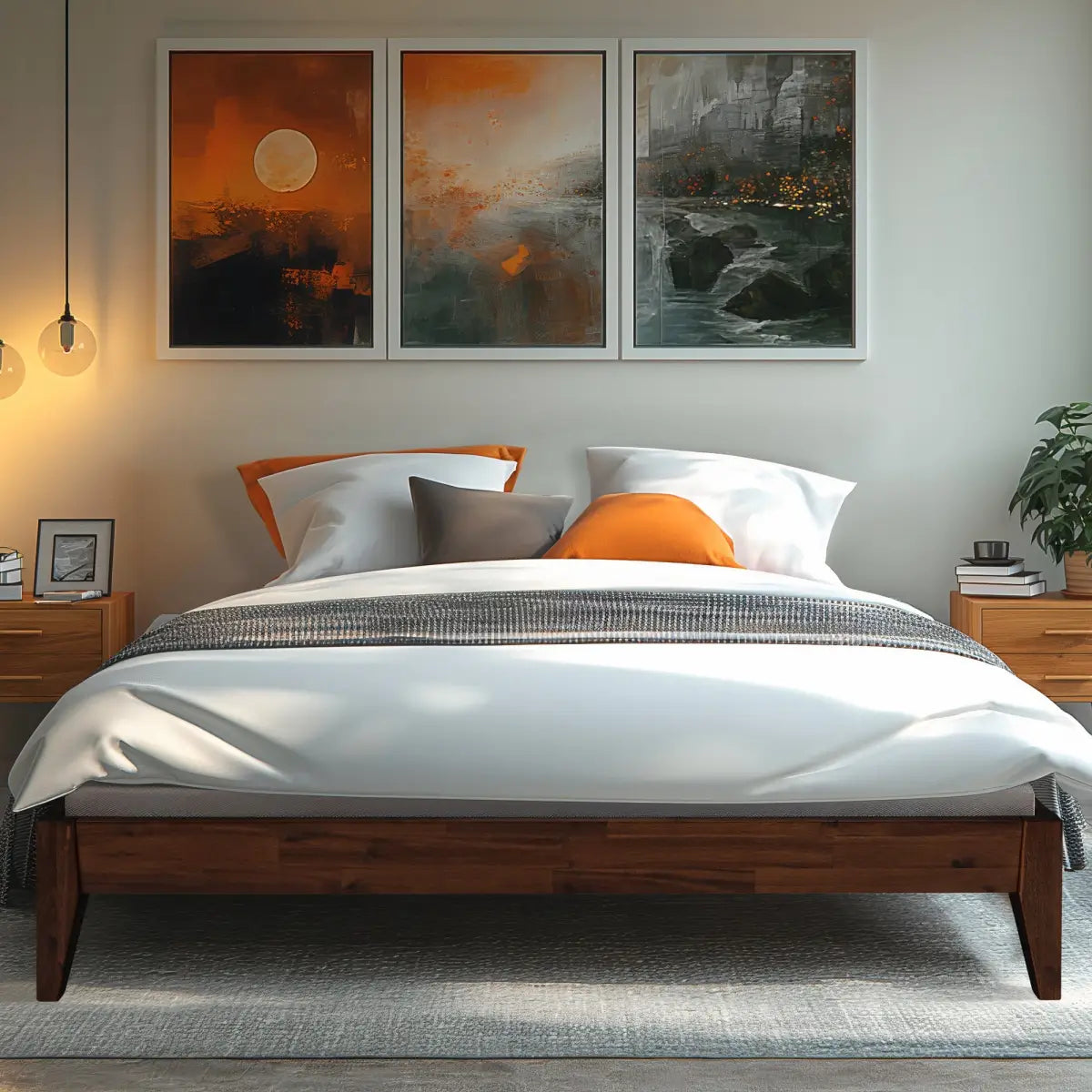 Solid Wood Platform Bed - Acacia Mervyn - Timeless Comfort and Style - Chocolate / Queen - Megsu