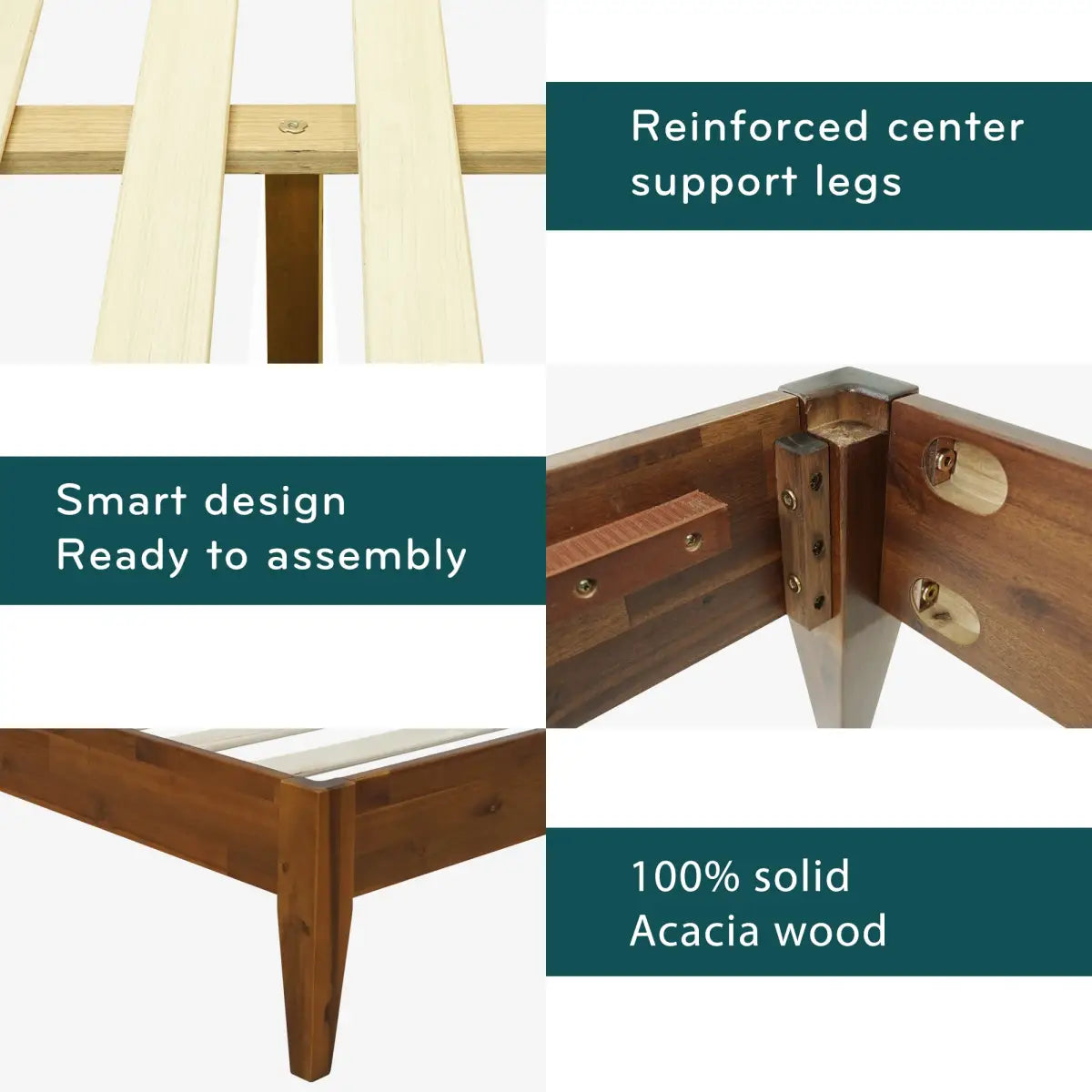 Solid Wood Platform Bed - Acacia Mervyn - Timeless Comfort and Style - Megsu
