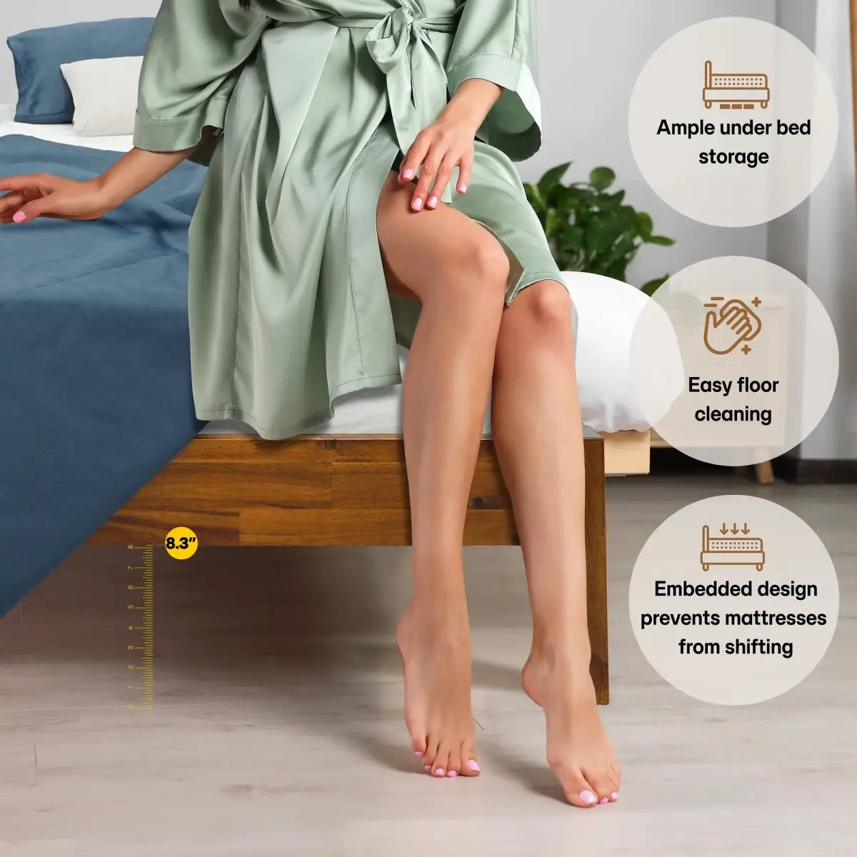 Solid Wood Platform Bed - Acacia Mervyn - Timeless Comfort and Style - Megsu