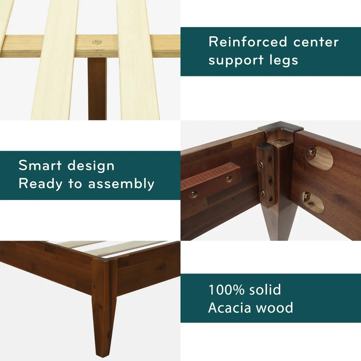 Solid Wood Platform Bed - Acacia Mervyn - Timeless Comfort and Style - Megsu