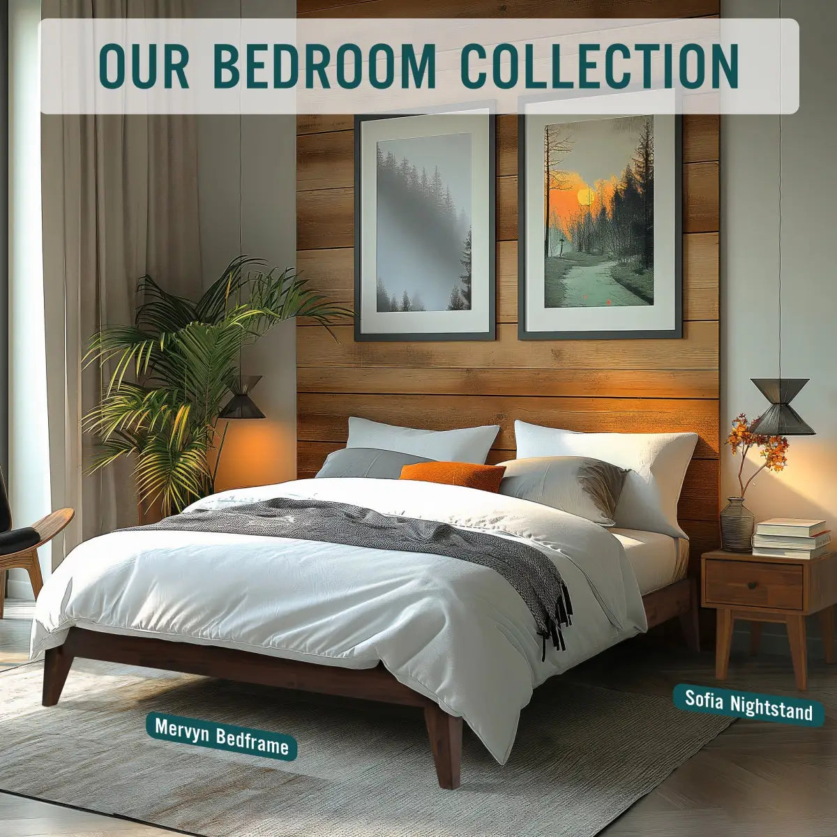 Solid Wood Platform Bed - Acacia Mervyn - Timeless Comfort and Style - Megsu