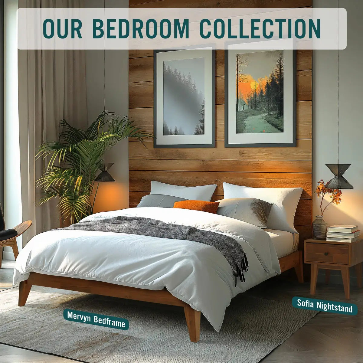 Solid Wood Platform Bed - Acacia Mervyn - Timeless Comfort and Style - Megsu