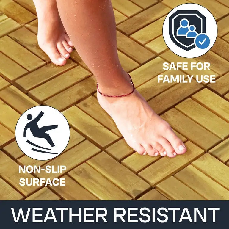 Solid Wood Premium Deck Tiles - Set of 10 - Tranquillo Garden Landscaping - Megsu