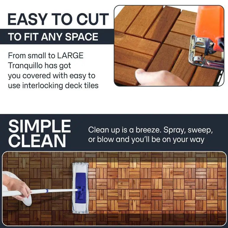 Solid Wood Premium Deck Tiles - Set of 10 - Tranquillo Garden Landscaping - Megsu