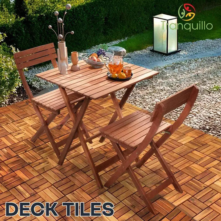 Solid Wood Premium Deck Tiles - Set of 10 - Tranquillo Garden Landscaping - Megsu