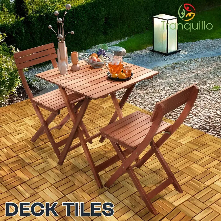 Solid Wood Premium Deck Tiles - Set of 10 - Tranquillo Garden Landscaping - Megsu