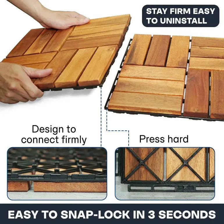 Solid Wood Premium Deck Tiles - Set of 10 - Tranquillo Garden Landscaping - Megsu