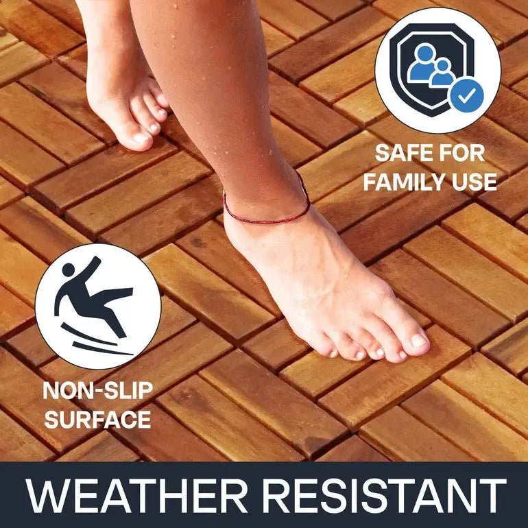 Solid Wood Premium Deck Tiles - Set of 10 - Tranquillo Garden Landscaping - Megsu