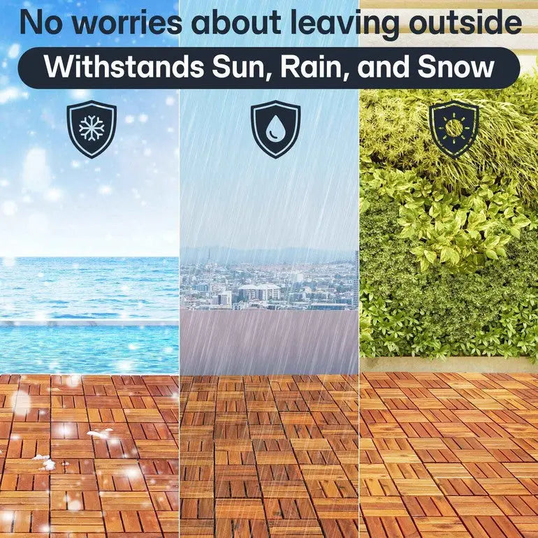 Solid Wood Premium Deck Tiles - Set of 10 - Tranquillo Garden Landscaping - Megsu