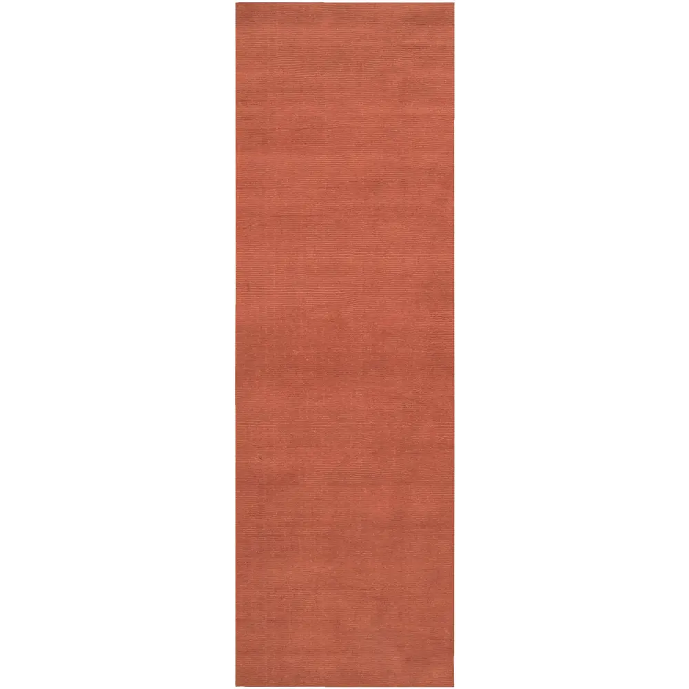 Solid Wool Dark Orange Area Rug - 2’6’’ x 8’ Runner - Boutique Rugs
