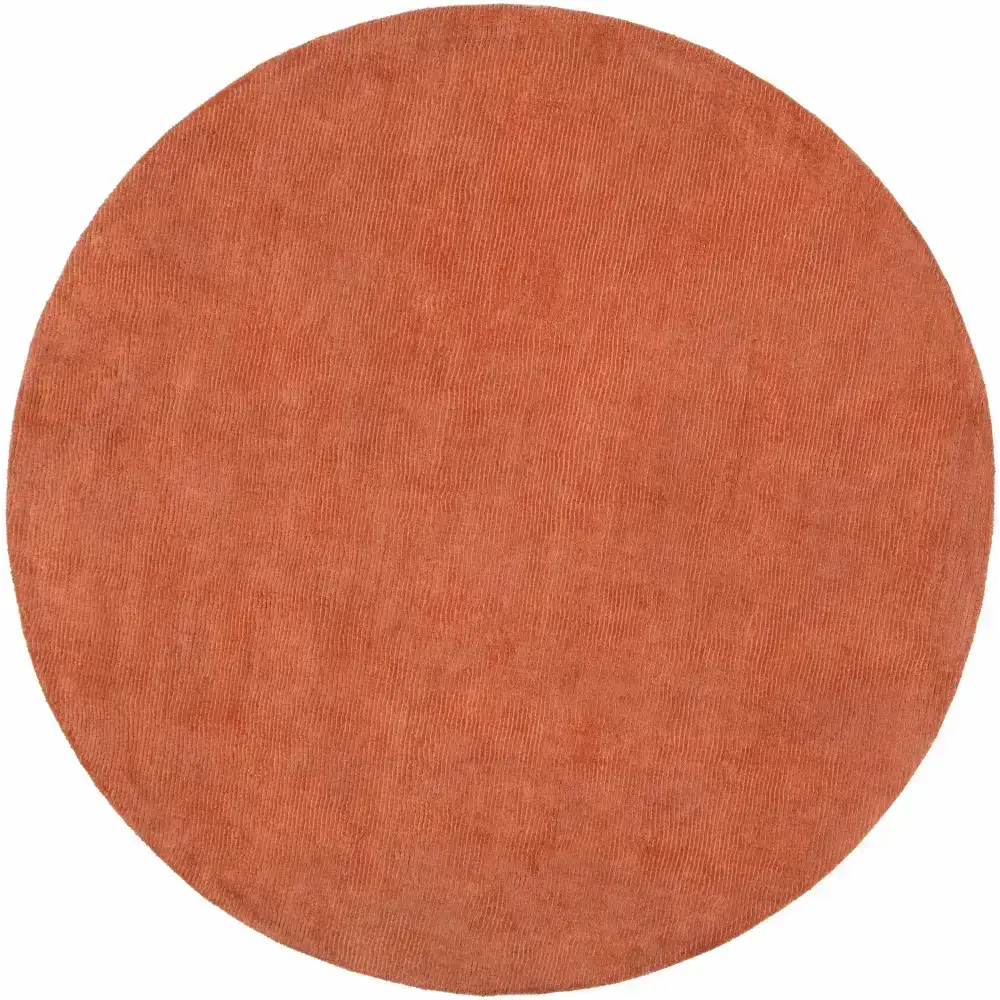 Solid Wool Dark Orange Area Rug - 6’ Round - Boutique Rugs