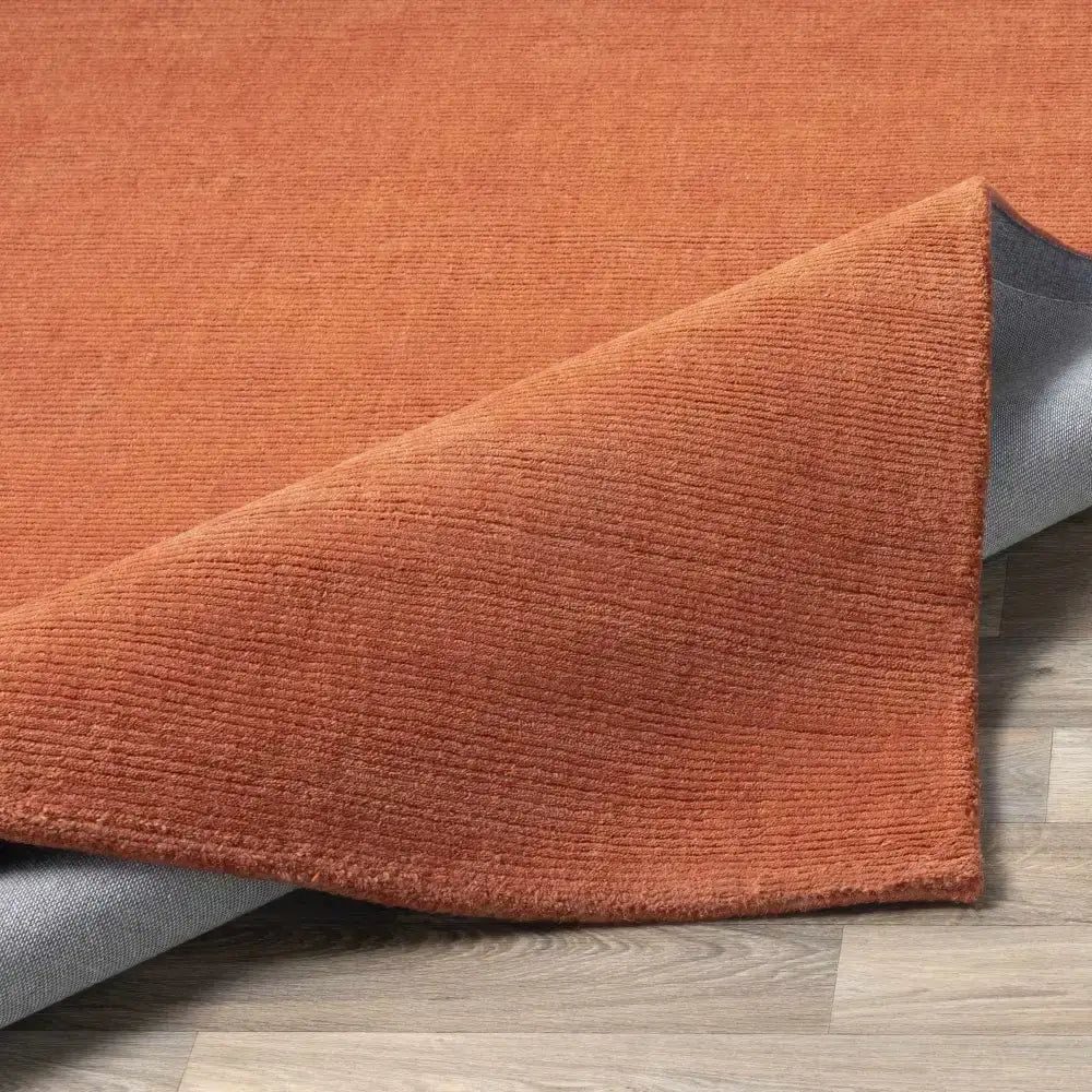 Solid Wool Dark Orange Area Rug - Boutique Rugs