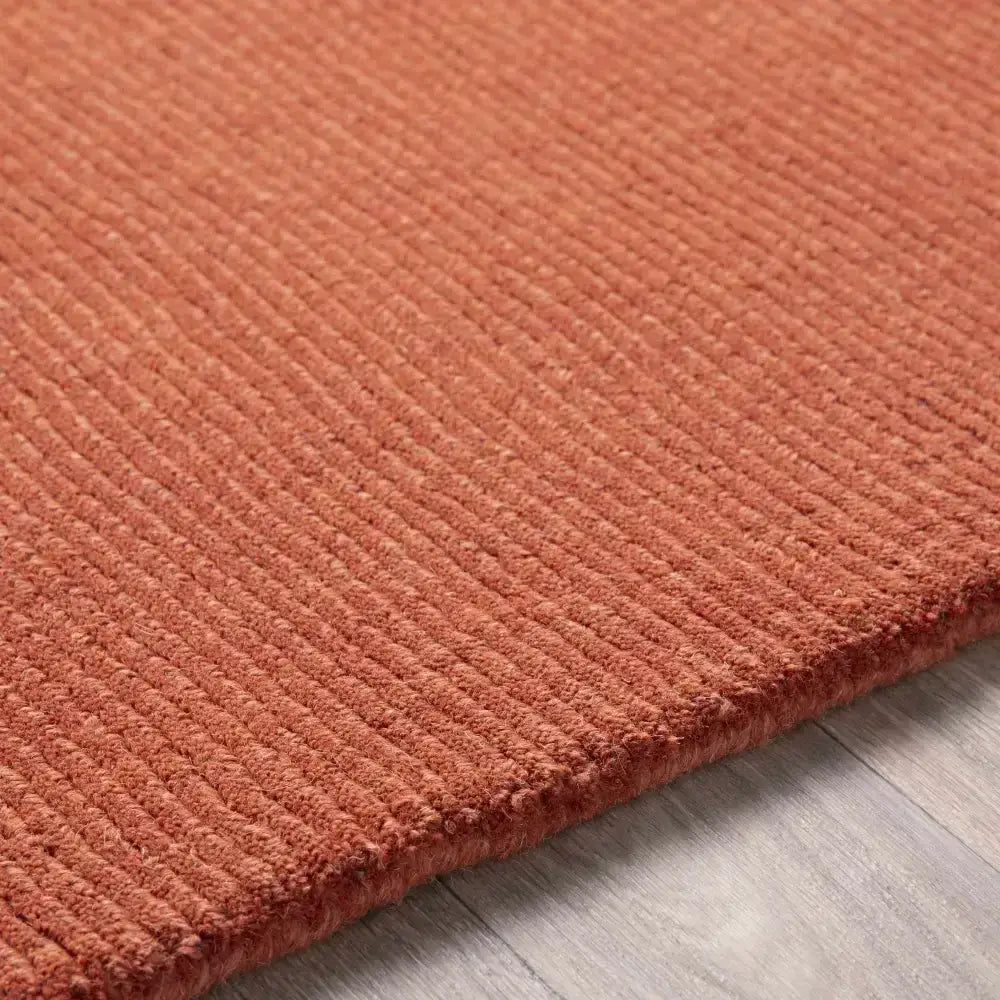 Solid Wool Dark Orange Area Rug - Boutique Rugs