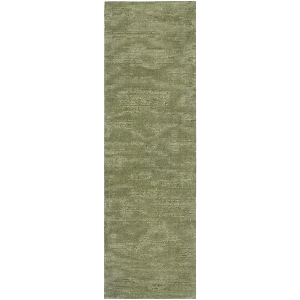 Solid Wool Sage Green Area Rug - 2’6’’ x 8’ Runner - Boutique Rugs