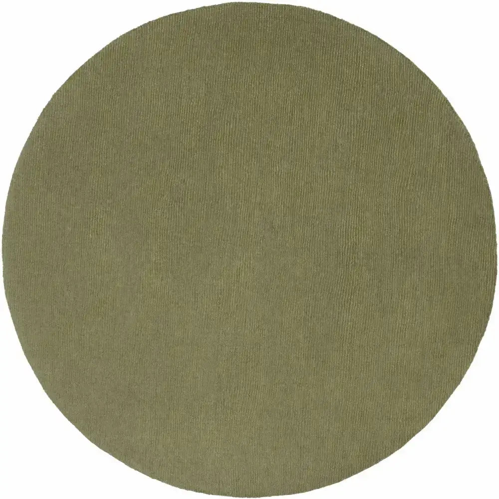 Solid Wool Sage Green Area Rug - 6’ Round - Boutique Rugs