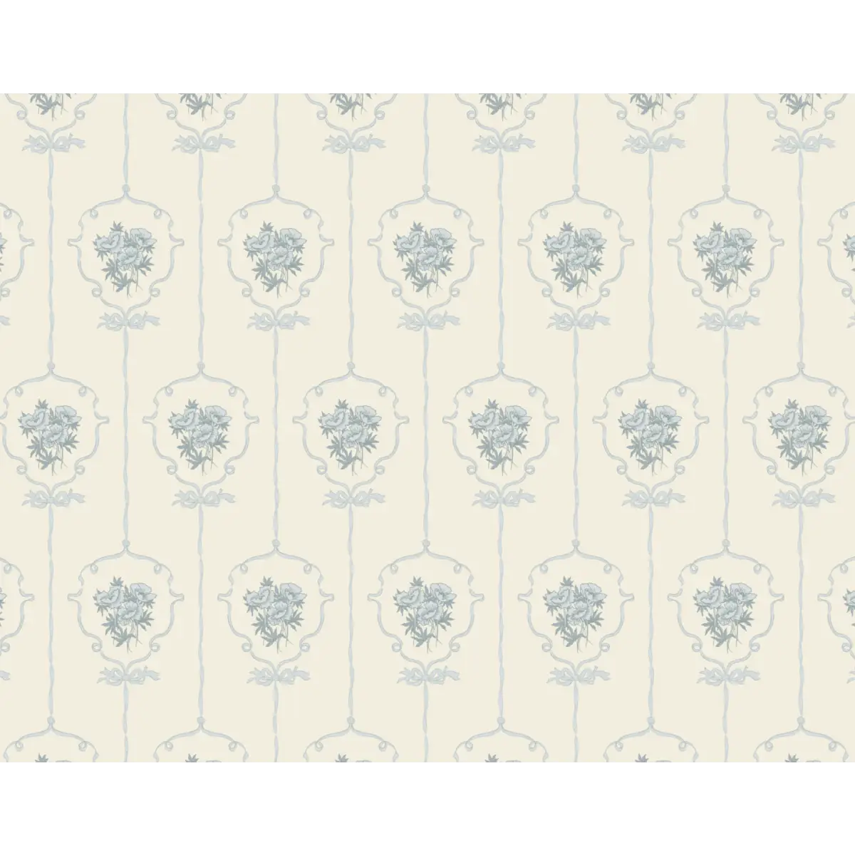 Southerly Wallpaper - Framed Bouquets - by Grateful Artsy Soul - Sample 1 foot by 1 foot / Light Blue - Loomwell Home