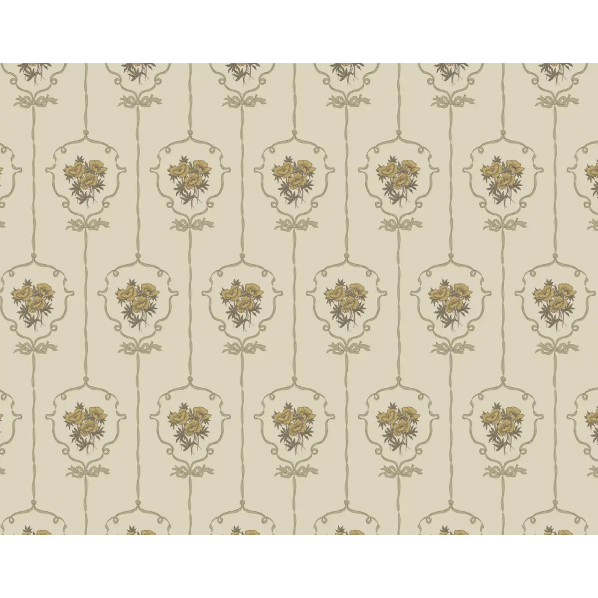 Southerly Wallpaper - Framed Bouquets - by Grateful Artsy Soul - Sample 1 foot by 1 foot / Mustard - Loomwell Home Goods