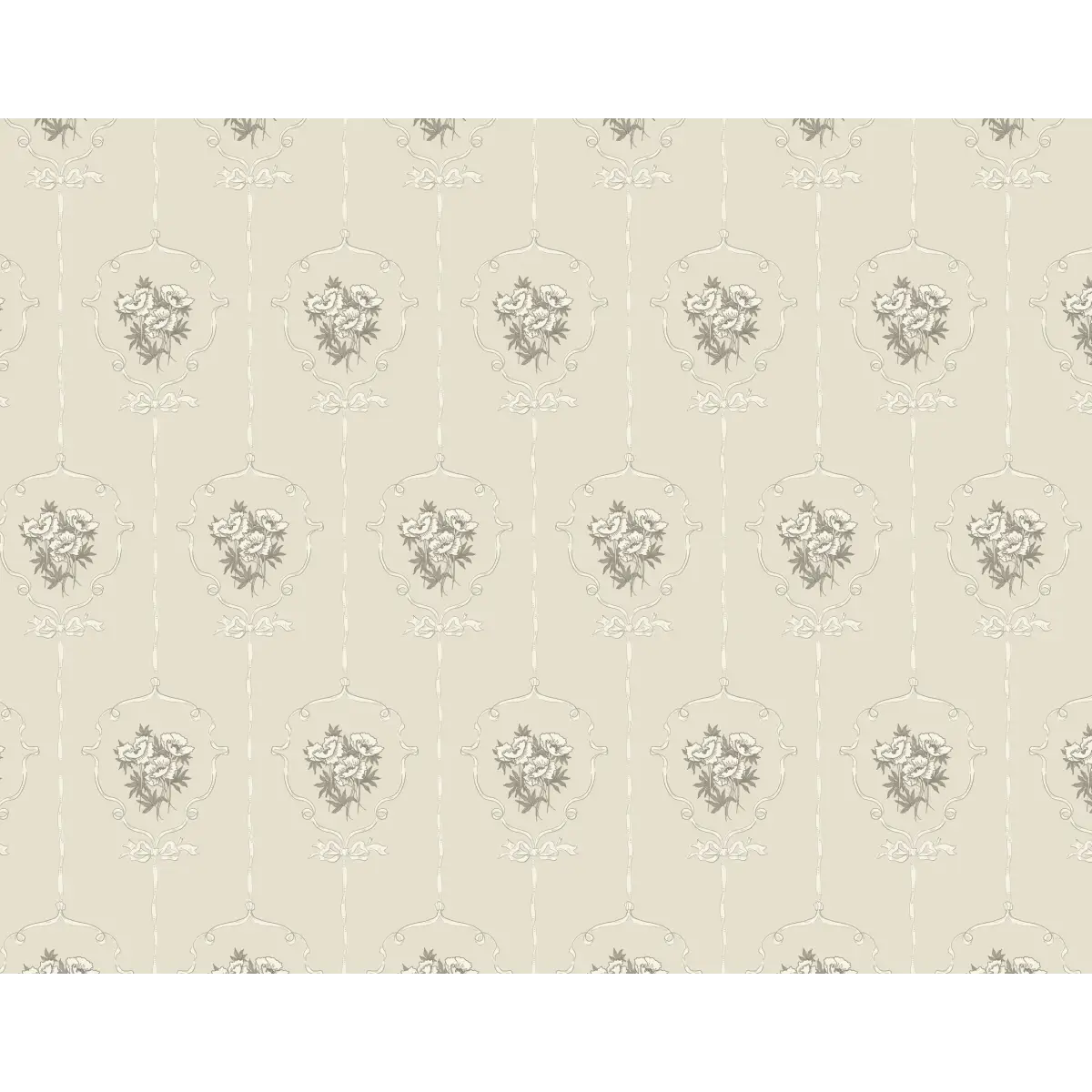 Southerly Wallpaper - Framed Bouquets - by Grateful Artsy Soul - Sample 1 foot by 1 foot / Neutral - Loomwell Home Goods